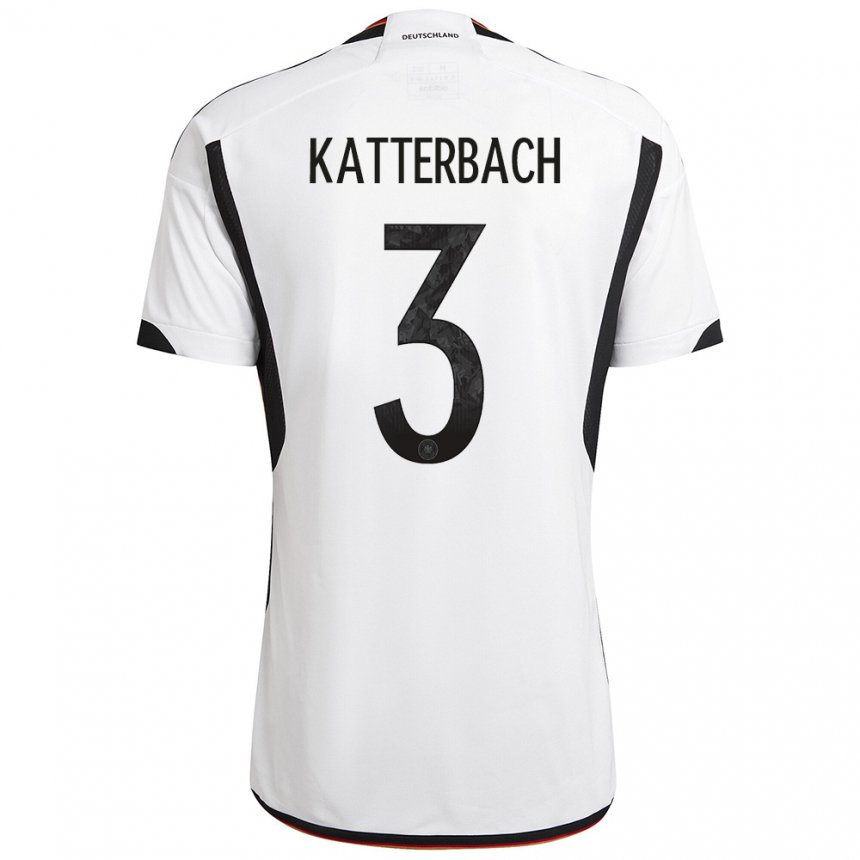 Herren Deutsche Noah Katterbach #3 Weiß Schwarz Heimtrikot Trikot 22-24 T-shirt Belgien