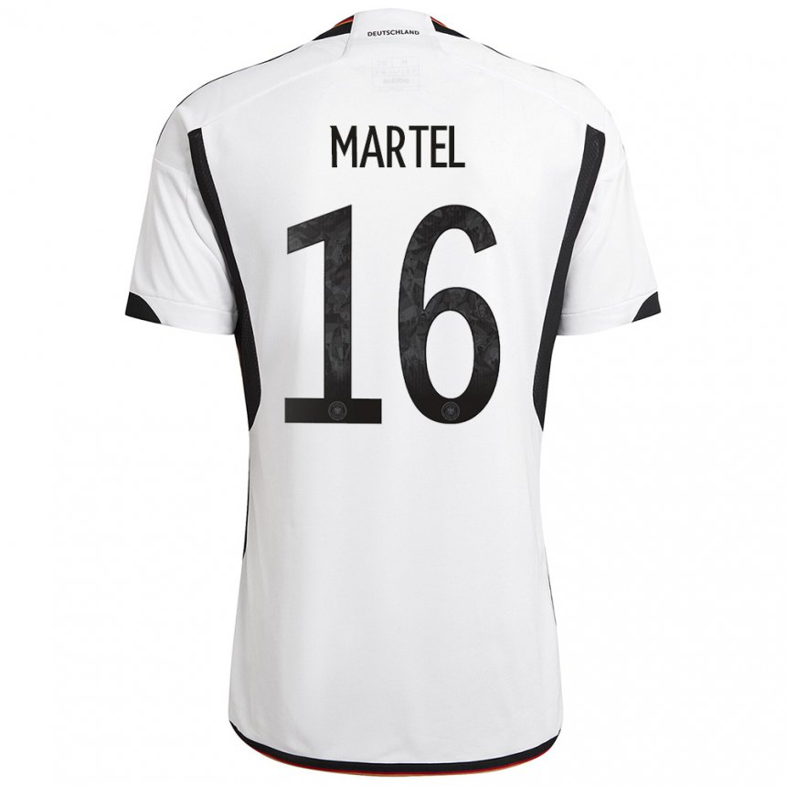 Herren Deutsche Eric Martel #16 Weiß Schwarz Heimtrikot Trikot 22-24 T-shirt Belgien