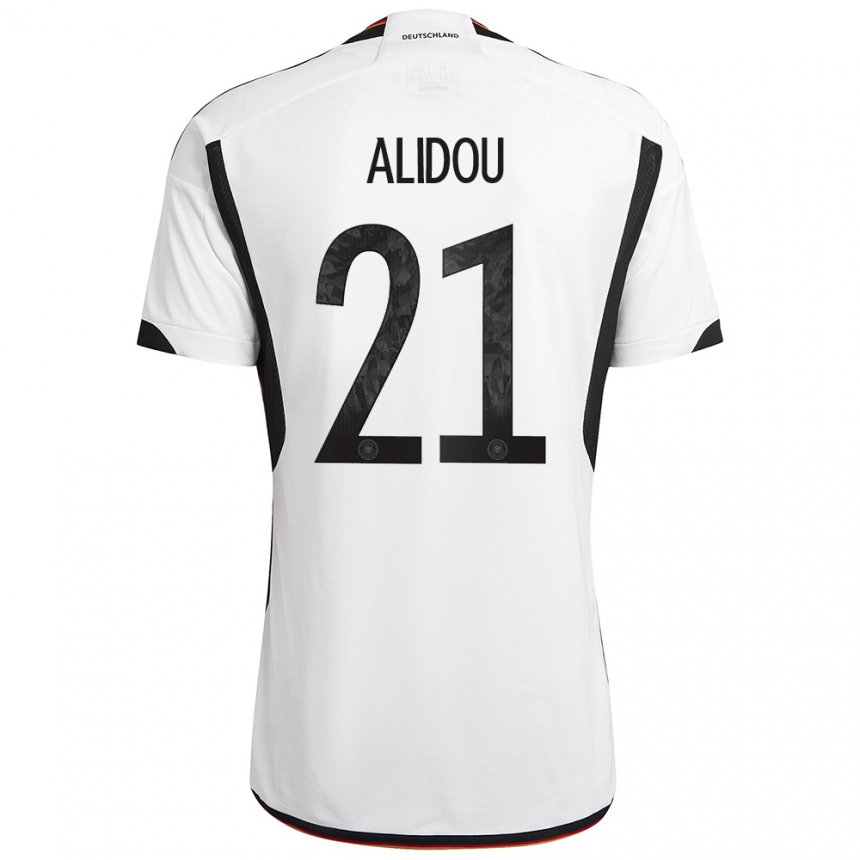 Herren Deutsche Faride Alidou #21 Weiß Schwarz Heimtrikot Trikot 22-24 T-shirt Belgien