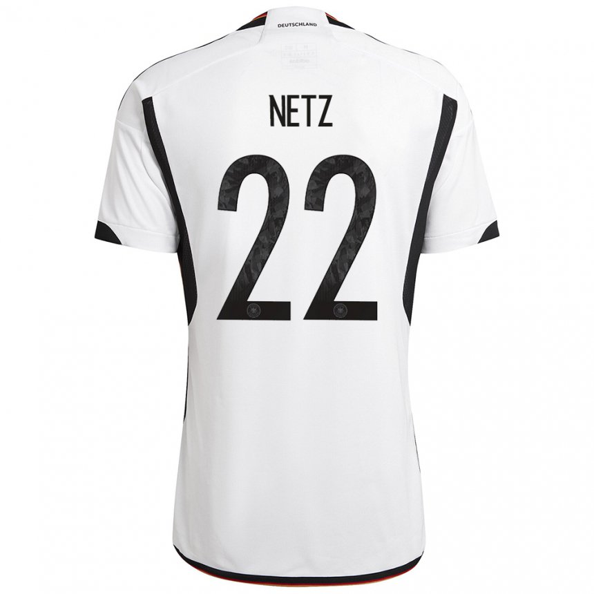 Herren Deutsche Luca Netz #22 Weiß Schwarz Heimtrikot Trikot 22-24 T-shirt Belgien