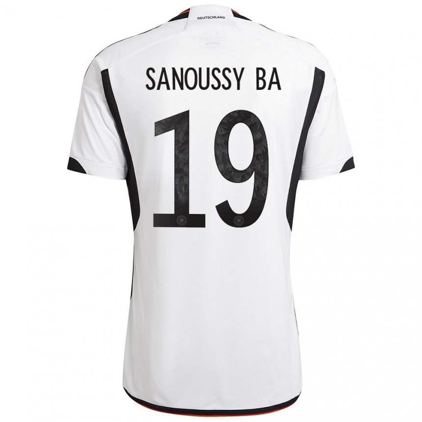 Herren Deutsche Sanoussy Ba #19 Weiß Schwarz Heimtrikot Trikot 22-24 T-shirt Belgien