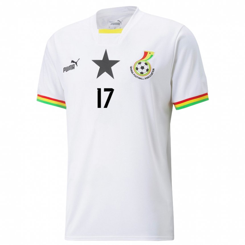 Homme Maillot Ghana Mustapha Yakubu #17 Blanc Tenues Domicile 22-24 T-shirt Belgique