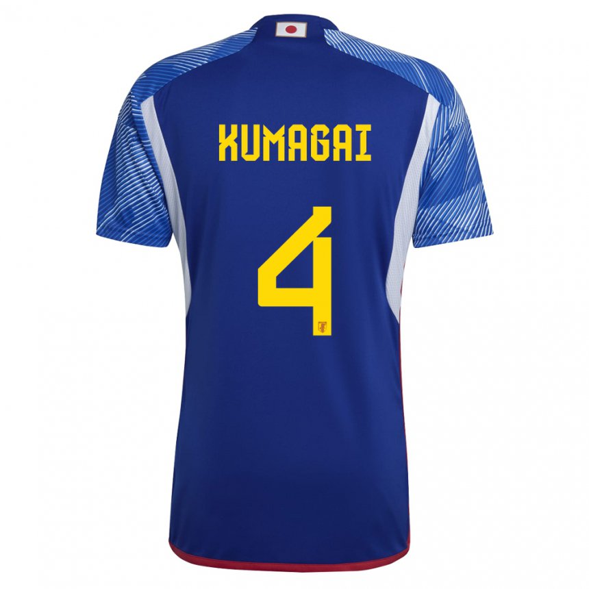Homme Maillot Japon Saki Kumagai #4 Bleu Royal Tenues Domicile 22-24 T-shirt Belgique