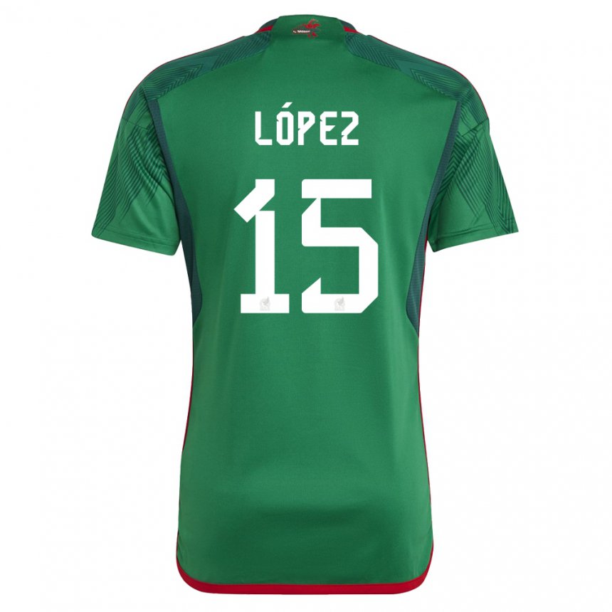 Herren Mexikanische Everardo Lopez #15 Grün Heimtrikot Trikot 22-24 T-shirt Belgien