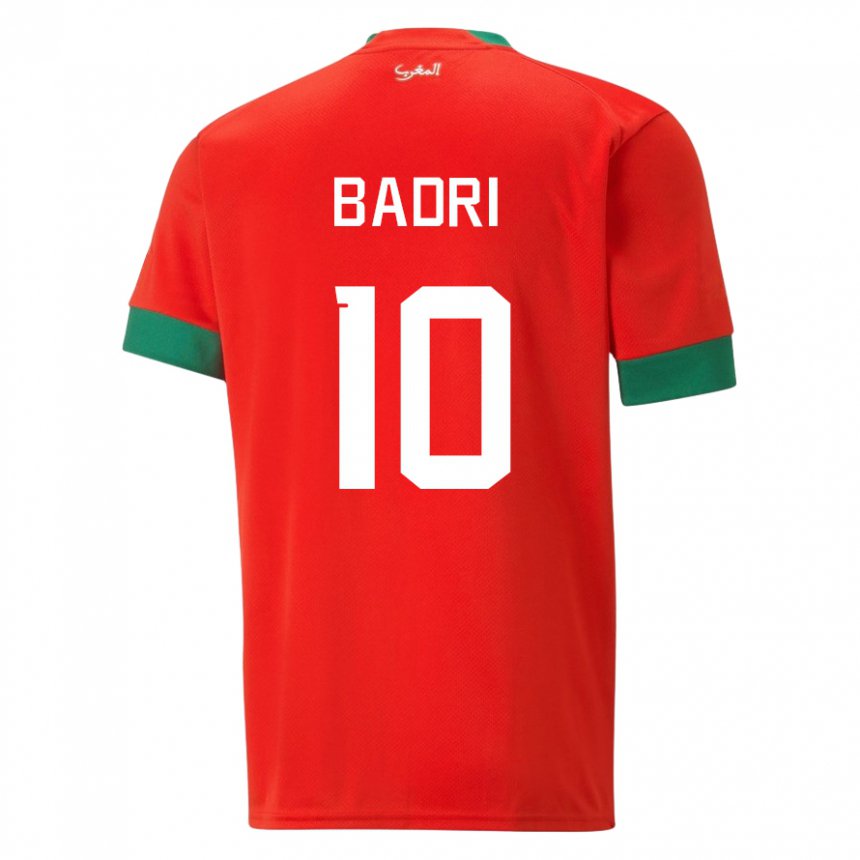 Homme Maillot Maroc Najat Badri #10 Rouge Tenues Domicile 22-24 T-shirt Belgique