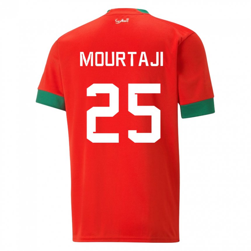 Homme Maillot Maroc Chaymaa Mourtaji #25 Rouge Tenues Domicile 22-24 T-shirt Belgique