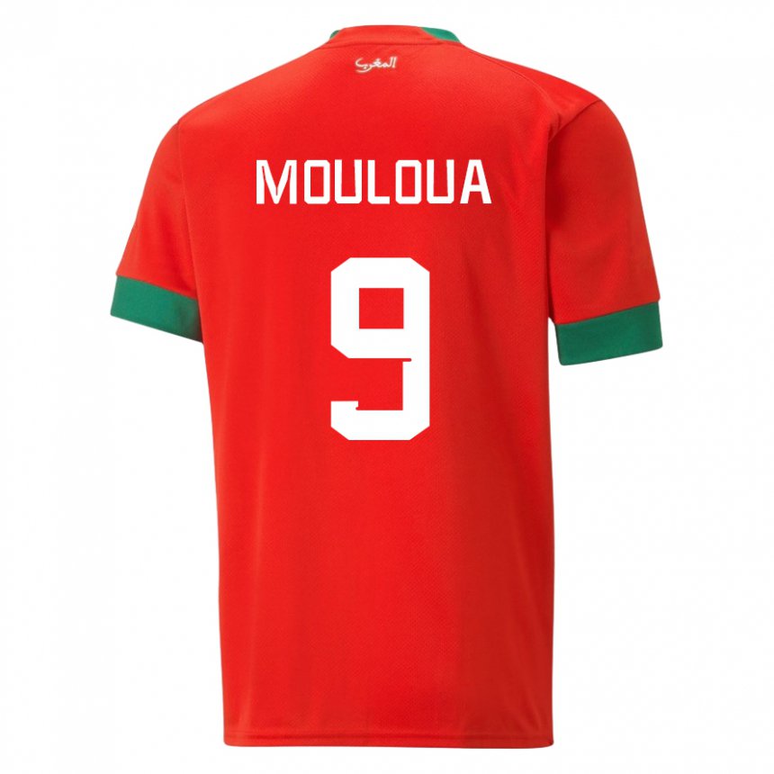 Heren Marokkaans Ayoub Mouloua #9 Rood Thuisshirt Thuistenue 22-24 T-shirt België