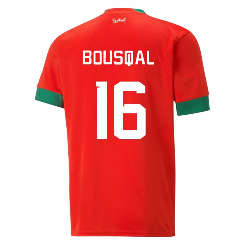 Herren Marokkanische Hamza Bousqal #16 Rot Heimtrikot Trikot 22-24 T-shirt Belgien