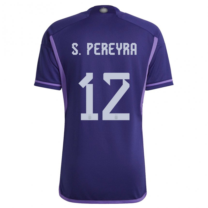 Herren Argentinische Solana Pereyra #12 Violett Auswärtstrikot Trikot 22-24 T-shirt Belgien