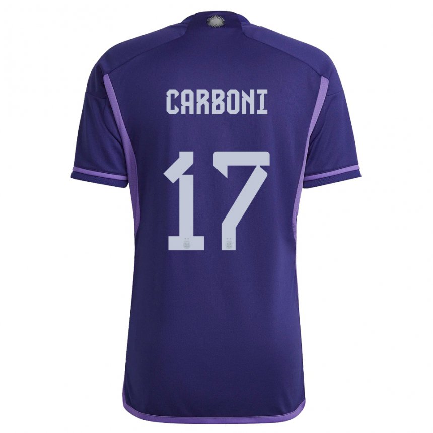 Herren Argentinische Valentin Carboni #17 Violett Auswärtstrikot Trikot 22-24 T-shirt Belgien