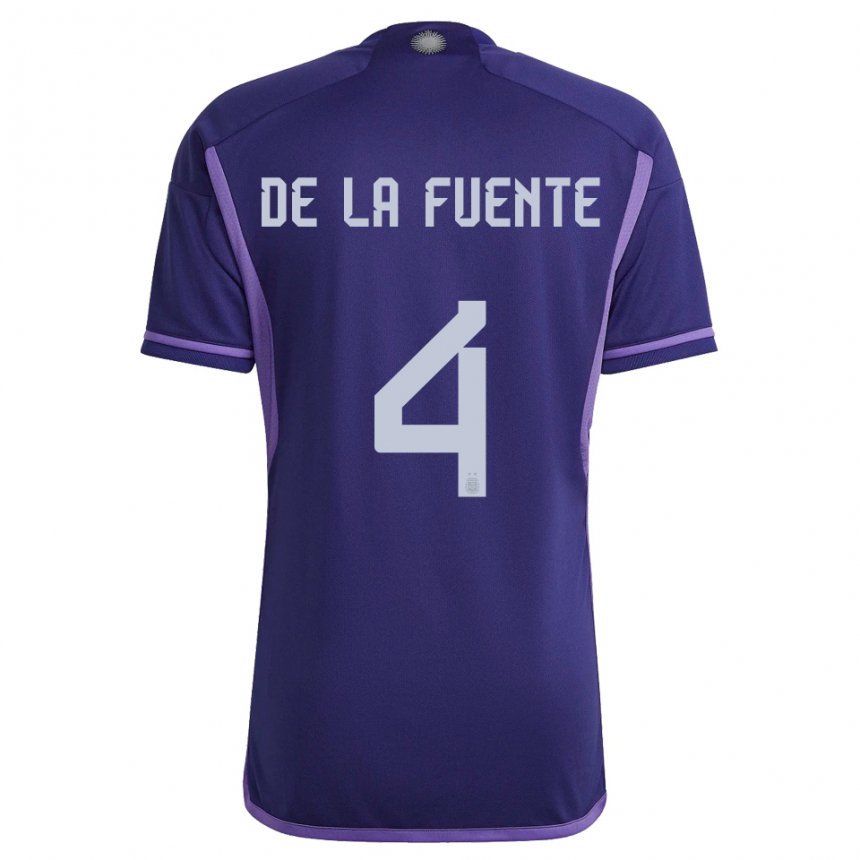 Herren Argentinische Hernan De La Fuente #4 Violett Auswärtstrikot Trikot 22-24 T-shirt Belgien