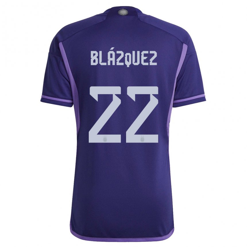 Herren Argentinische Joaquin Blazquez #22 Violett Auswärtstrikot Trikot 22-24 T-shirt Belgien