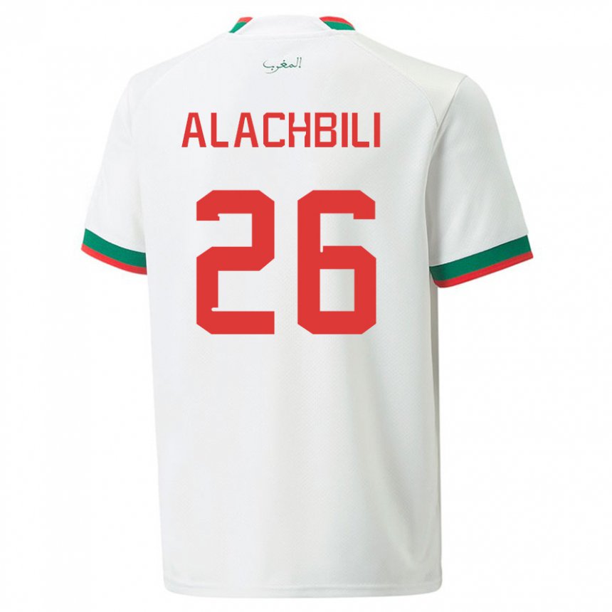 Herren Marokkanische Taha Alachbili #26 Weiß Auswärtstrikot Trikot 22-24 T-shirt Belgien