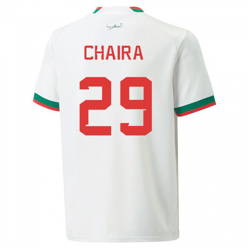 Herren Marokkanische Ilyas Chaira #29 Weiß Auswärtstrikot Trikot 22-24 T-shirt Belgien