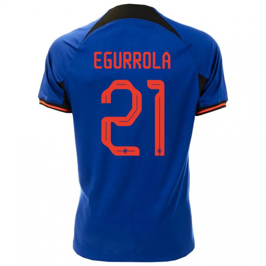 Herren Niederländische Damaris Egurrola #21 Königsblau Auswärtstrikot Trikot 22-24 T-shirt Belgien