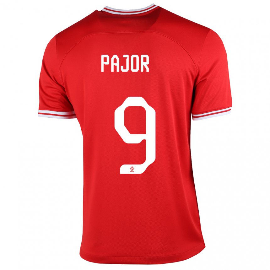 Herren Polnische Ewa Pajor #9 Rot Auswärtstrikot Trikot 22-24 T-shirt Belgien