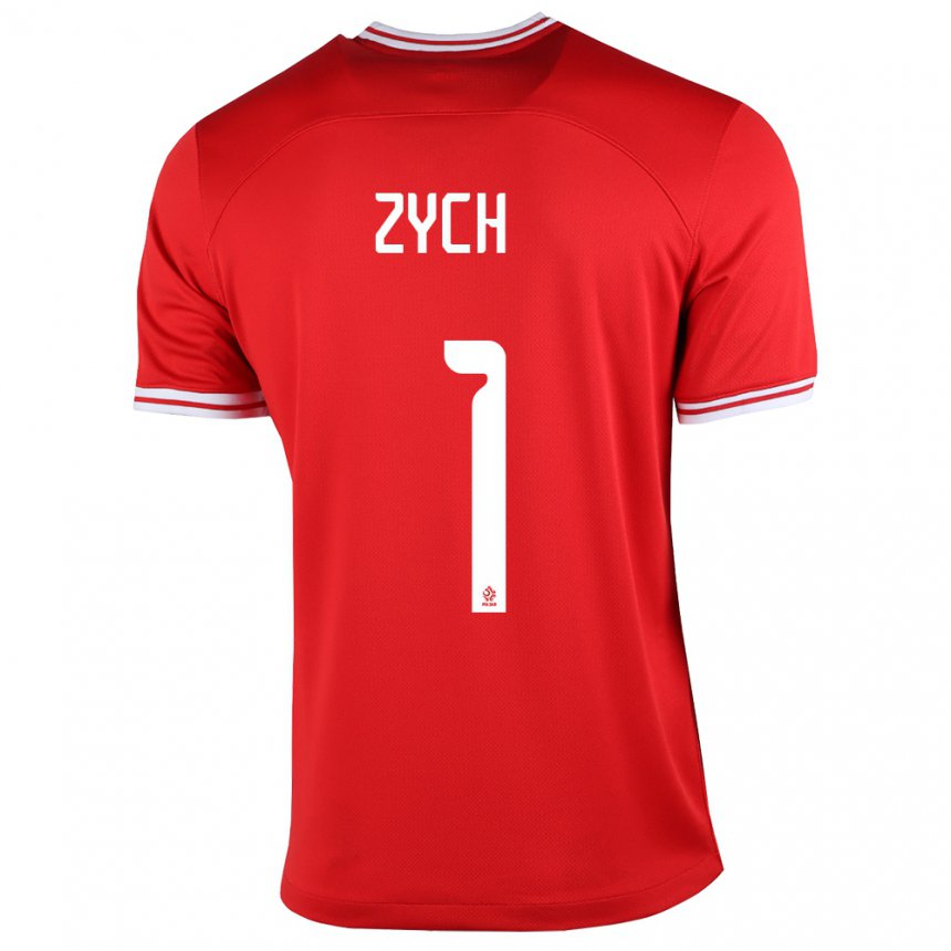 Herren Polnische Oliwier Zych #1 Rot Auswärtstrikot Trikot 22-24 T-shirt Belgien