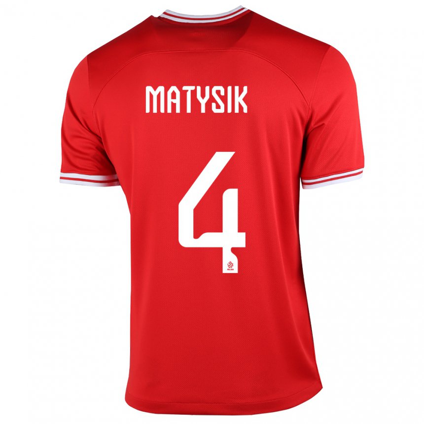 Herren Polnische Milosz Matysik #4 Rot Auswärtstrikot Trikot 22-24 T-shirt Belgien