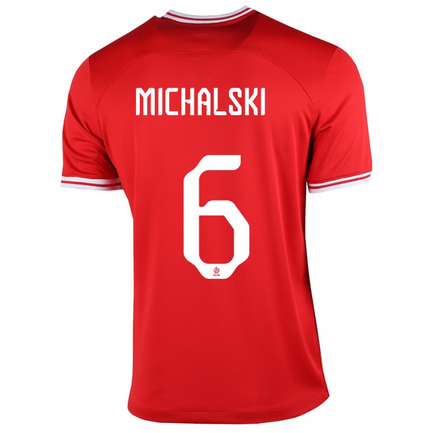 Herren Polnische Szymon Michalski #6 Rot Auswärtstrikot Trikot 22-24 T-shirt Belgien
