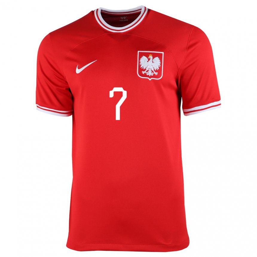 Herren Polnische Filip Wolski #7 Rot Auswärtstrikot Trikot 22-24 T-shirt Belgien