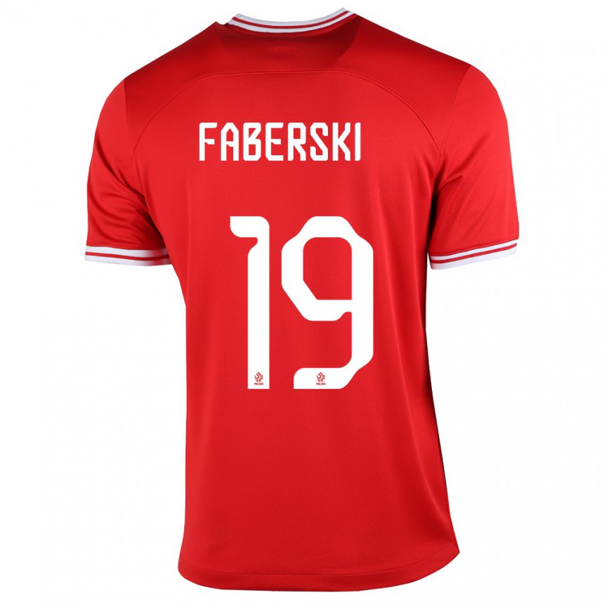 Herren Polnische Jan Faberski #19 Rot Auswärtstrikot Trikot 22-24 T-shirt Belgien