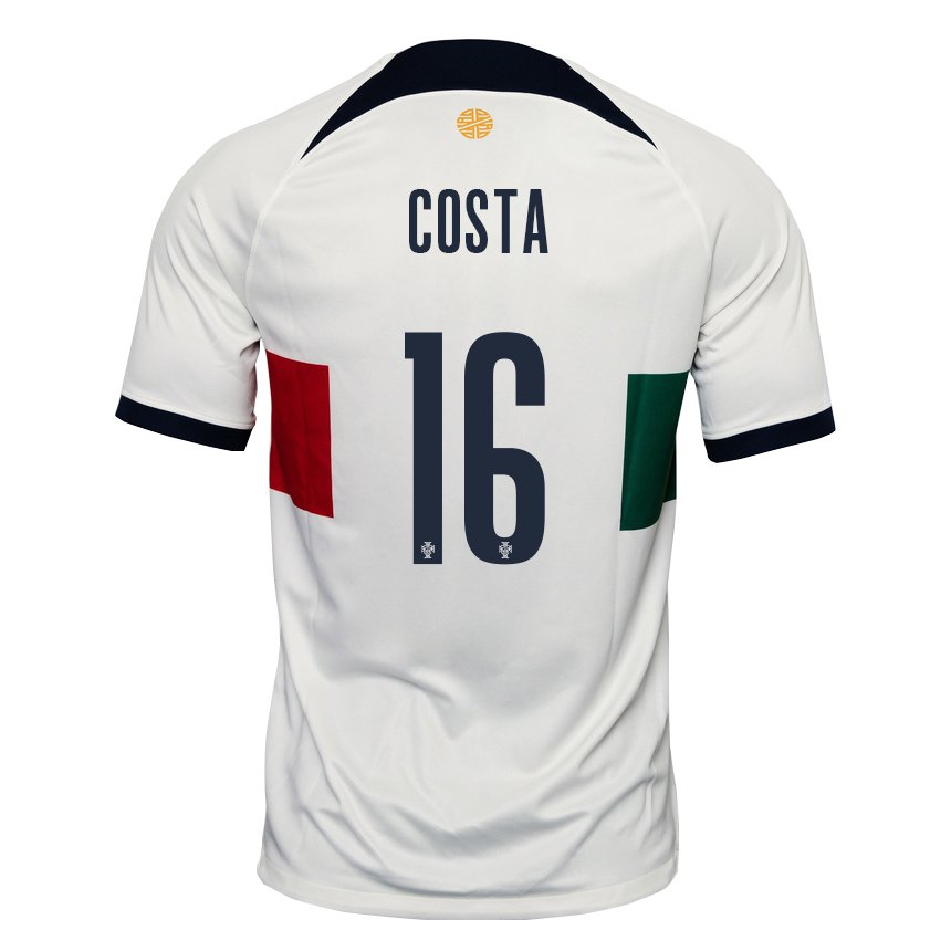Herren Portugiesische David Costa #16 Weiß Auswärtstrikot Trikot 22-24 T-shirt Belgien