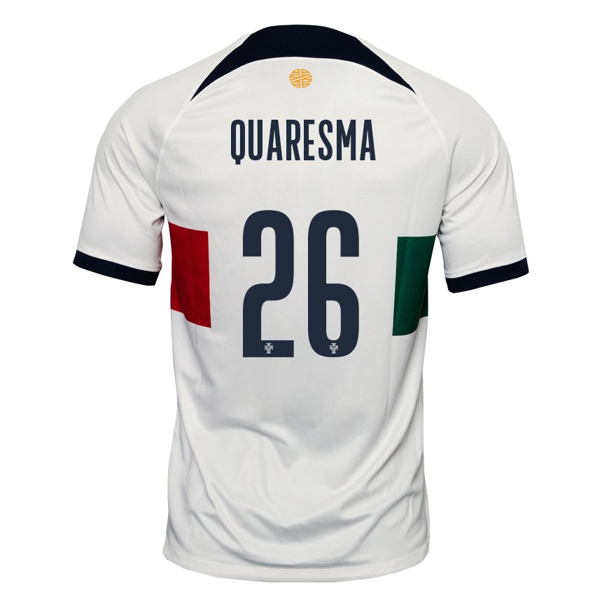 Herren Portugiesische Eduardo Quaresma #26 Weiß Auswärtstrikot Trikot 22-24 T-shirt Belgien