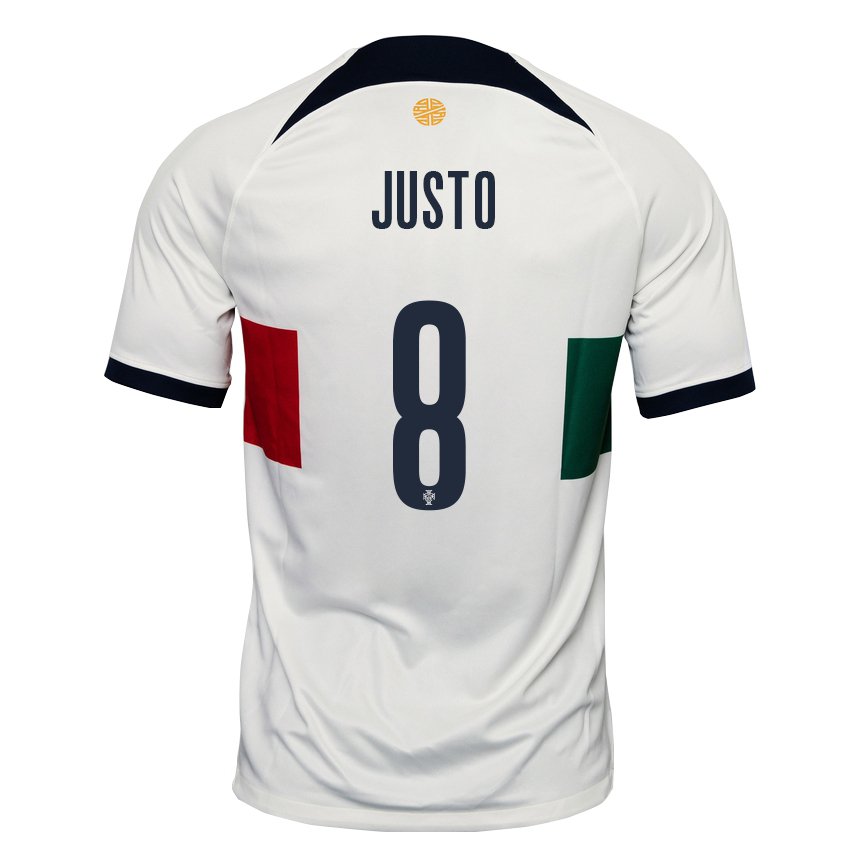 Herren Portugiesische Samuel Justo #8 Weiß Auswärtstrikot Trikot 22-24 T-shirt Belgien