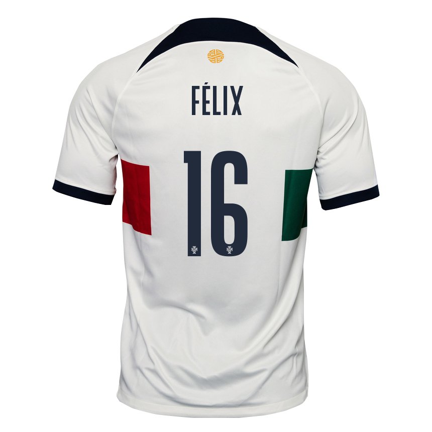 Herren Portugiesische Hugo Felix #16 Weiß Auswärtstrikot Trikot 22-24 T-shirt Belgien