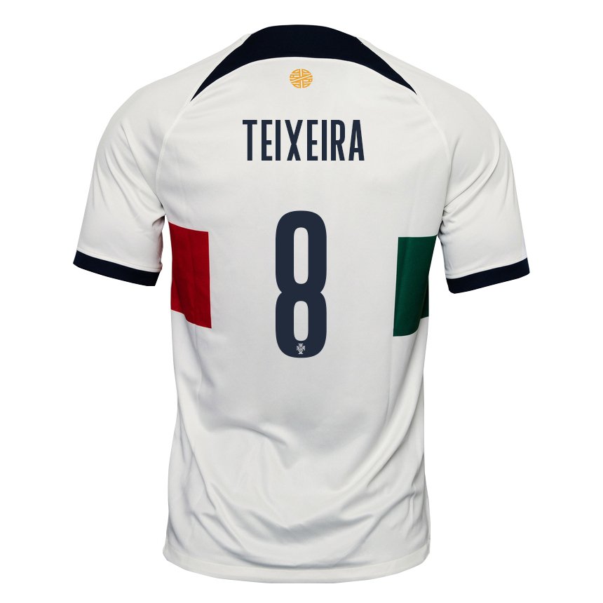 Herren Portugiesische Joao Teixeira #8 Weiß Auswärtstrikot Trikot 22-24 T-shirt Belgien