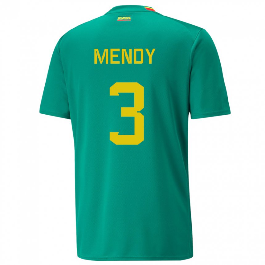 Herren Senegalesische Formose Mendy #3 Grün Auswärtstrikot Trikot 22-24 T-shirt Belgien