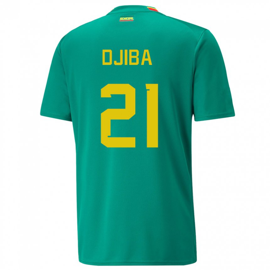 Homme Maillot Sénégal Francois Djiba #21 Vert Tenues Extérieur 22-24 T-shirt Belgique