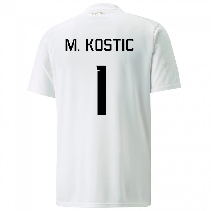 Herren Serbische Milica Kostic #1 Weiß Auswärtstrikot Trikot 22-24 T-shirt Belgien