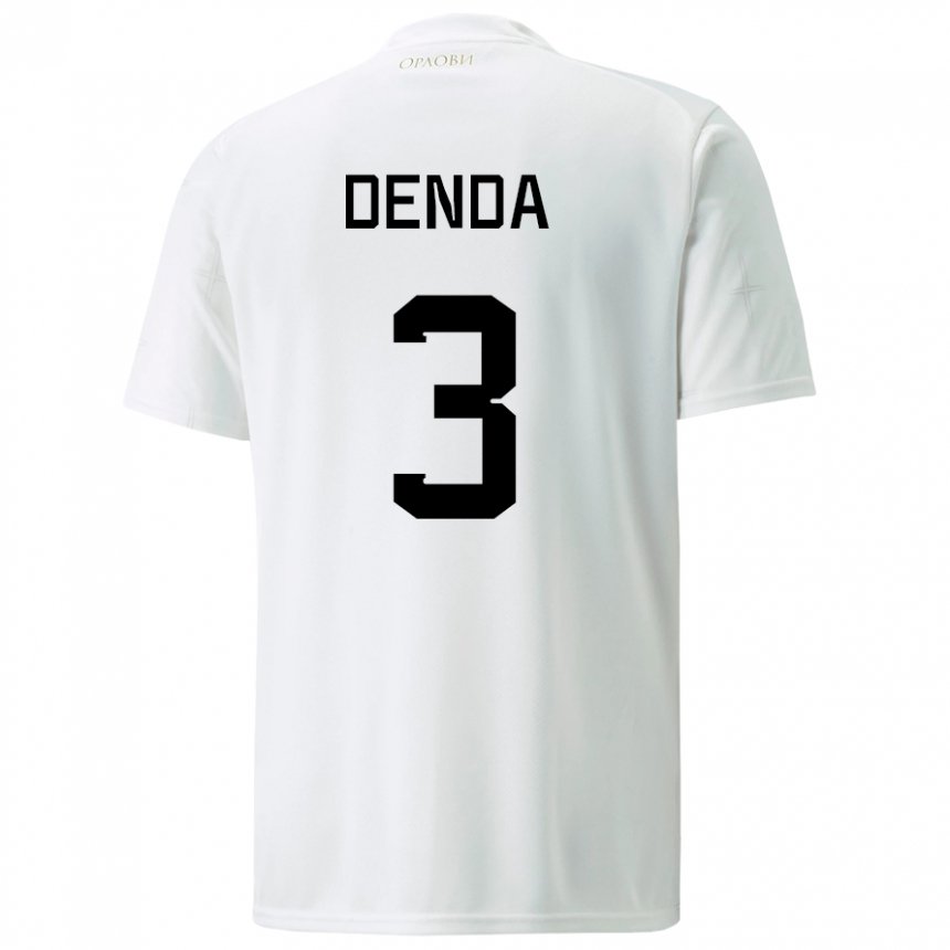 Herren Serbische Milica Denda #3 Weiß Auswärtstrikot Trikot 22-24 T-shirt Belgien