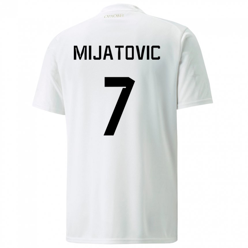 Herren Serbische Milica Mijatovic #7 Weiß Auswärtstrikot Trikot 22-24 T-shirt Belgien