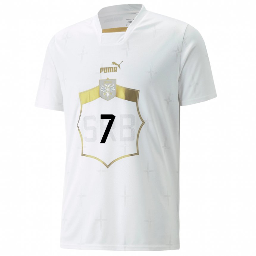 Herren Serbische Milica Mijatovic #7 Weiß Auswärtstrikot Trikot 22-24 T-shirt Belgien