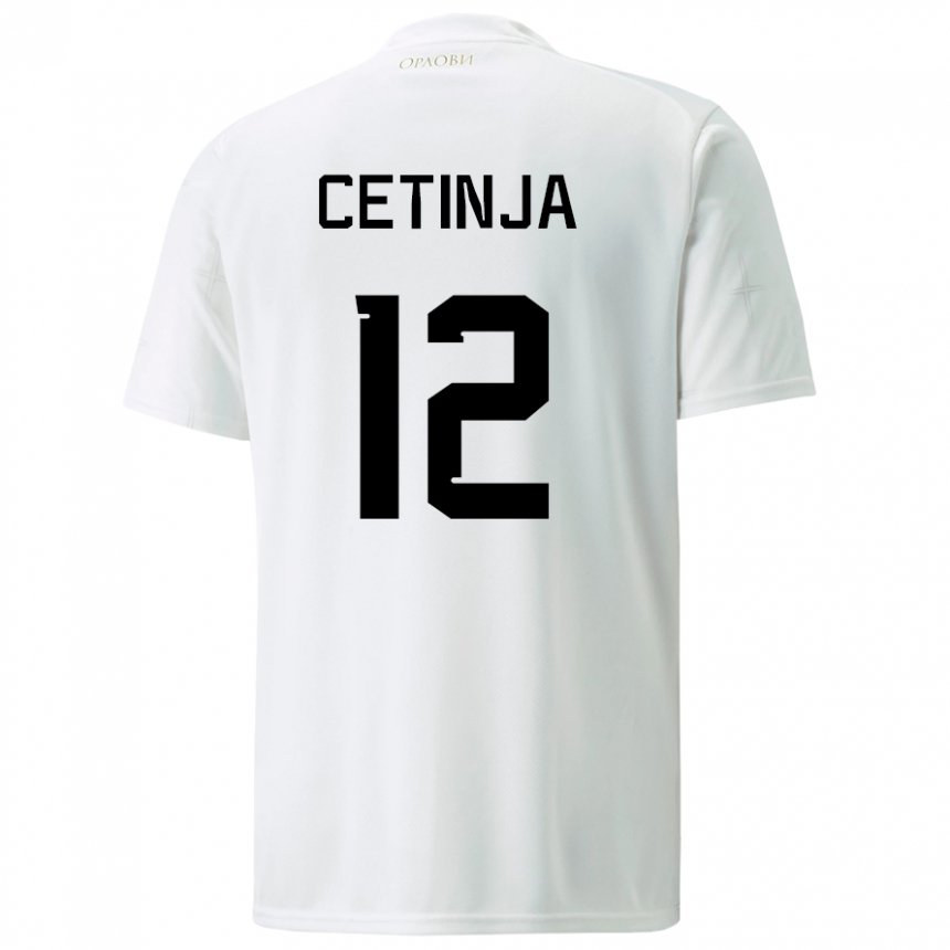 Herren Serbische Sara Cetinja #12 Weiß Auswärtstrikot Trikot 22-24 T-shirt Belgien