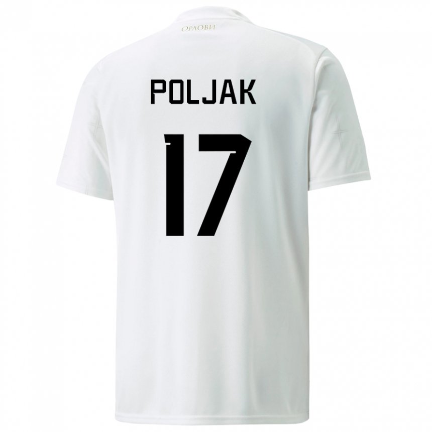 Homme Maillot Serbie Allegra Poljak #17 Blanc Tenues Extérieur 22-24 T-shirt Belgique