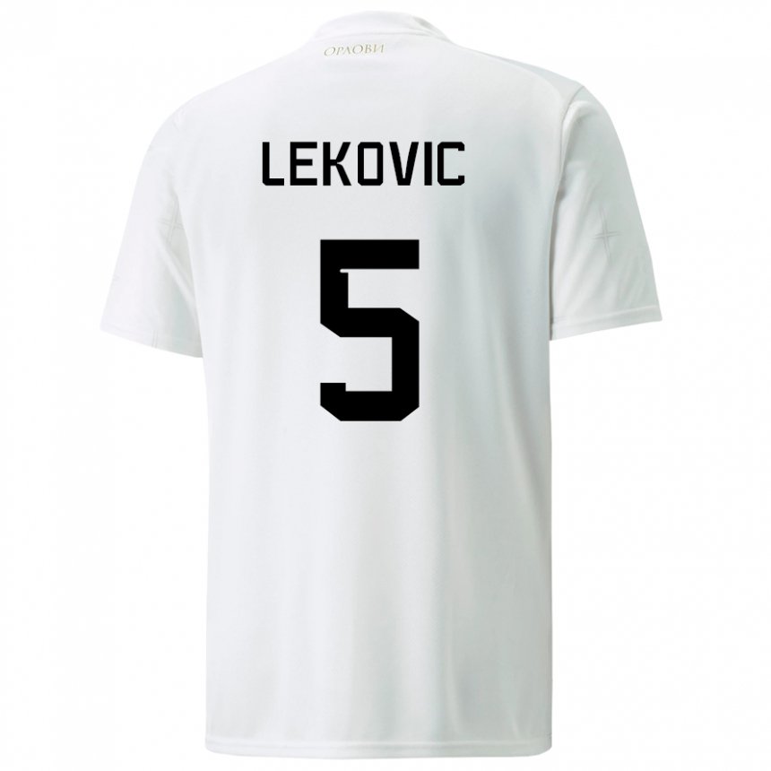 Herren Serbische Stefan Lekovic #5 Weiß Auswärtstrikot Trikot 22-24 T-shirt Belgien