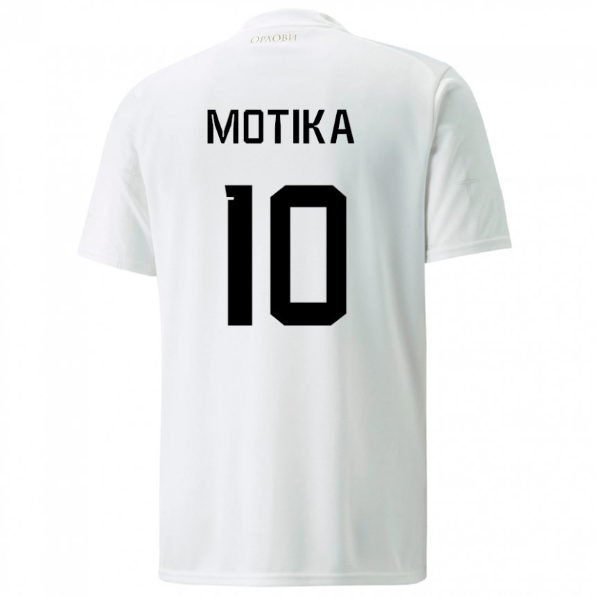 Herren Serbische Nemanja Motika #10 Weiß Auswärtstrikot Trikot 22-24 T-shirt Belgien
