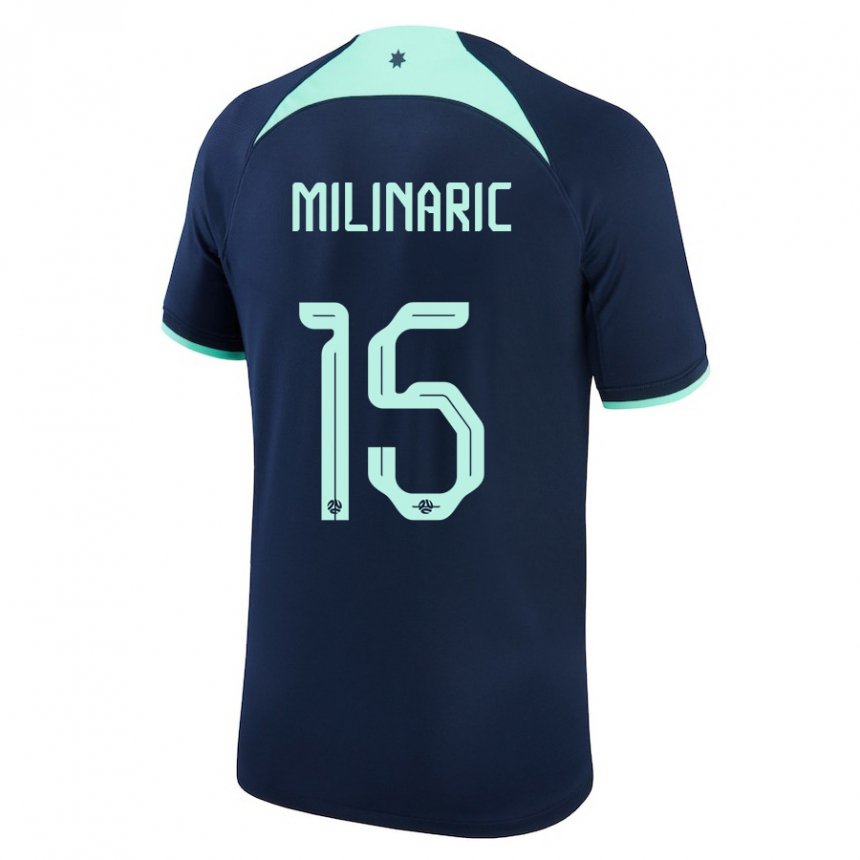 Herren Australische Anton Milinaric #15 Dunkelblau Auswärtstrikot Trikot 22-24 T-shirt Belgien