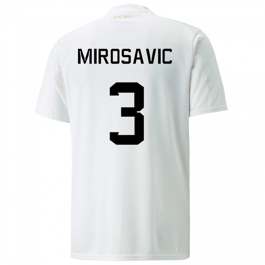 Herren Serbische Veljko Mirosavic #3 Weiß Auswärtstrikot Trikot 22-24 T-shirt Belgien