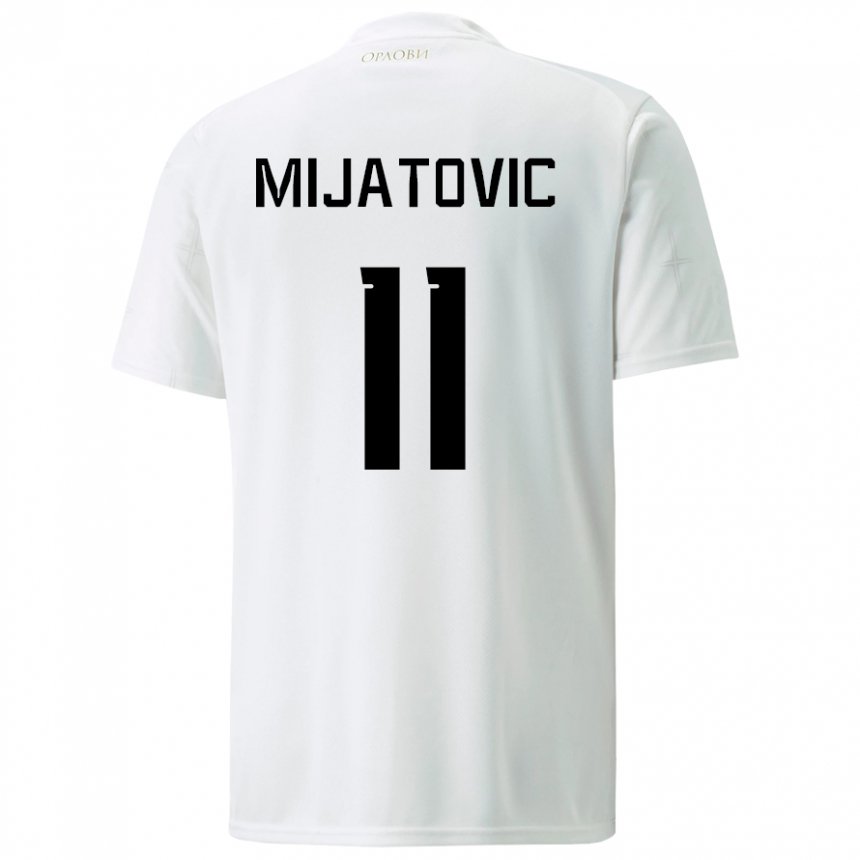 Herren Serbische Jovan Mijatovic #11 Weiß Auswärtstrikot Trikot 22-24 T-shirt Belgien