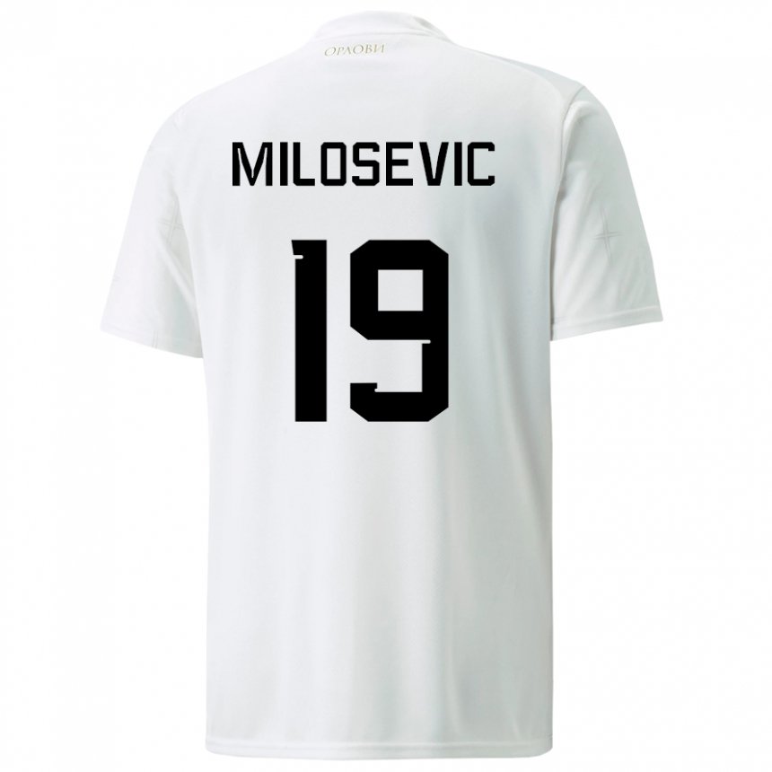 Herren Serbische Jovan Milosevic #19 Weiß Auswärtstrikot Trikot 22-24 T-shirt Belgien