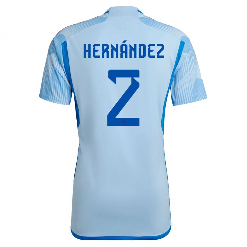 Homme Maillot Espagne Oihane Hernandez #2 Bleu Ciel Tenues Extérieur 22-24 T-shirt Belgique