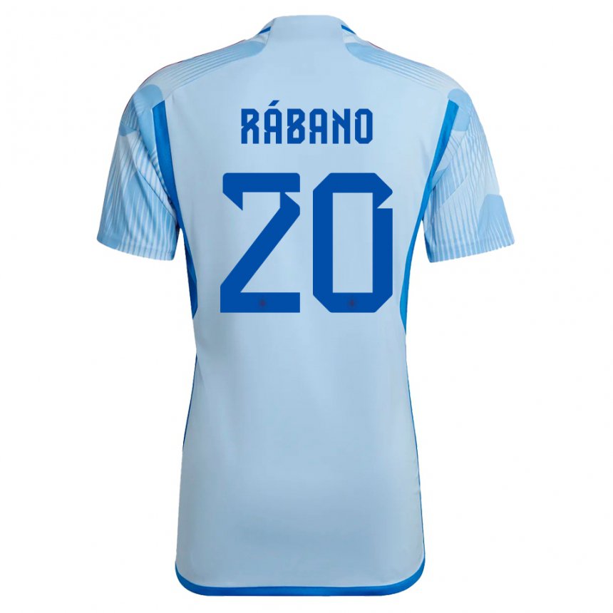 Herren Spanische Nuria Rabano #20 Himmelblau Auswärtstrikot Trikot 22-24 T-shirt Belgien