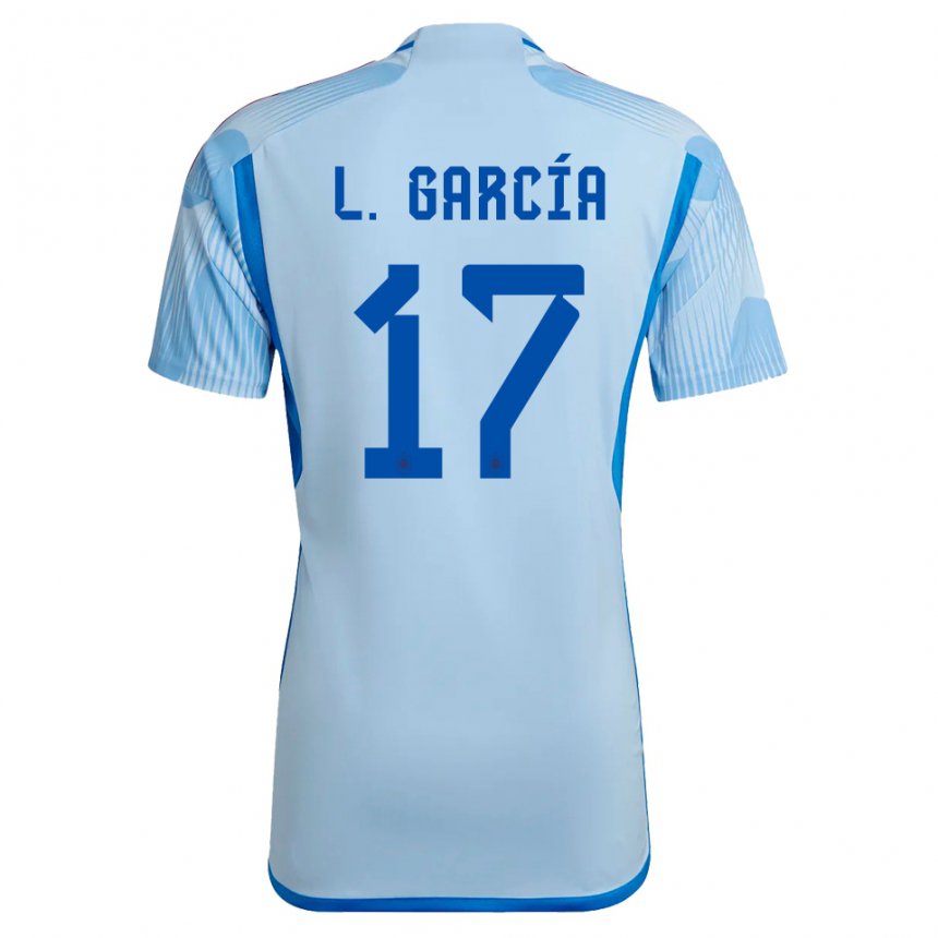 Herren Spanische Lucia Garcia #17 Himmelblau Auswärtstrikot Trikot 22-24 T-shirt Belgien