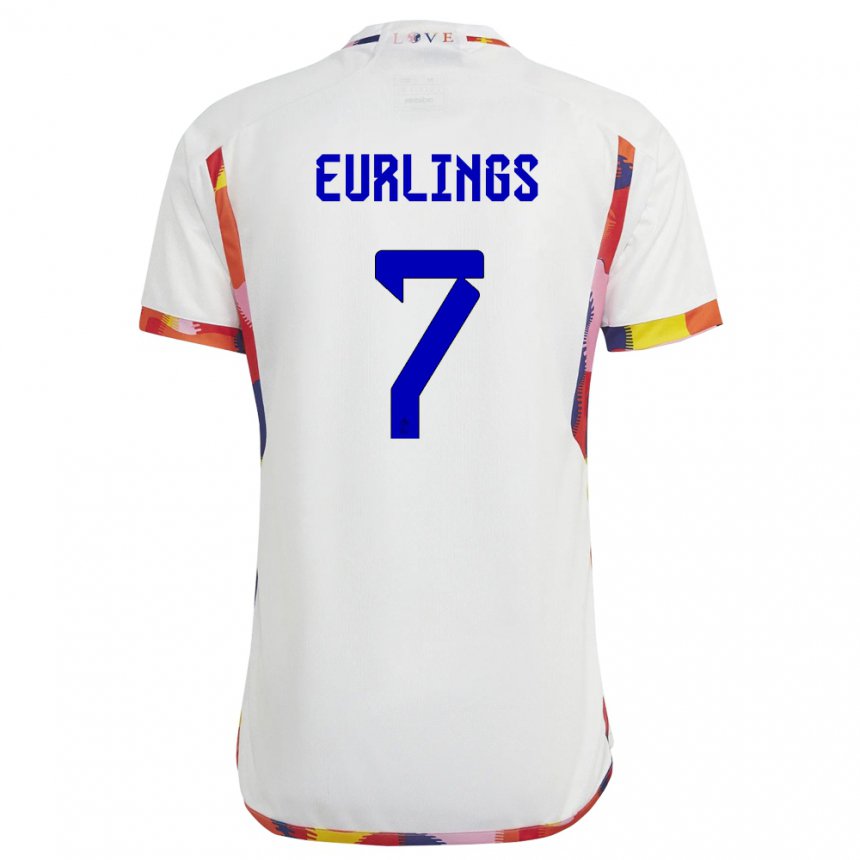 Herren Belgische Hannah Eurlings #7 Weiß Auswärtstrikot Trikot 22-24 T-shirt Belgien