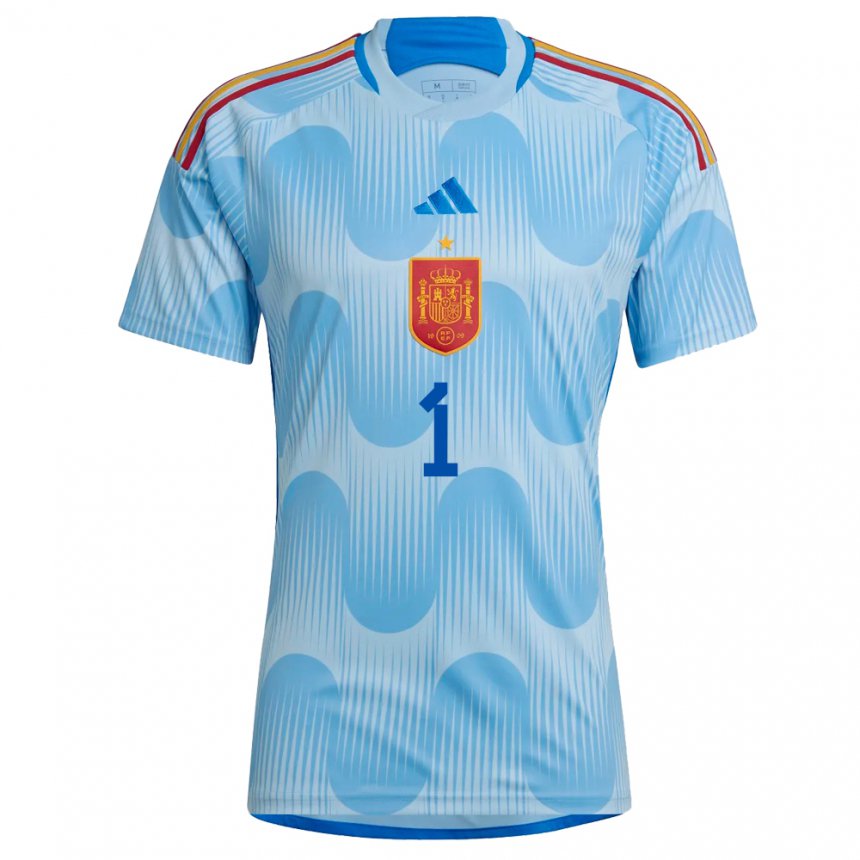 Herren Spanische Ander Astralaga #1 Himmelblau Auswärtstrikot Trikot 22-24 T-shirt Belgien