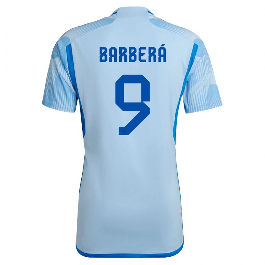 Herren Spanische Victor Barbera #9 Himmelblau Auswärtstrikot Trikot 22-24 T-shirt Belgien